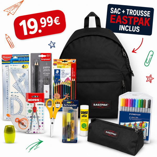 Pack Fournitures Scolaires + Sac & Trousse Eastpak
